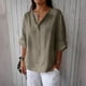 thumbnail image 2 of Vestidos Casuales Para Mujer, Blusas De Mujer De Moda Blusa de lino con cuello en V, manga 3/4 y botones, suelta, de color liso, para mujer, 2 of 7