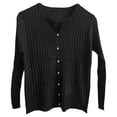thumbnail image 4 of MIASHUI Cardigan en Tricot Ajusté à Col Rond pour Femme, Chandail Confortable à Manches Longues Uni et Doux pour Femme Noir, TTG, 4 of 4