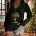 thumbnail image 6 of asdoklhq Christmas Mock Neck Tops for Women Ladies' Fashionable Casual Christmas Print Pullover Loose Long Sleeved V-neck Top Black S, 6 of 6