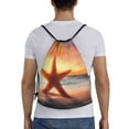 thumbnail image 2 of Bingfone Starfish Sunset Sea Beach Drawstrings Backpacks Bags For Men Women Gym Drawstrings Bag, 2 of 9