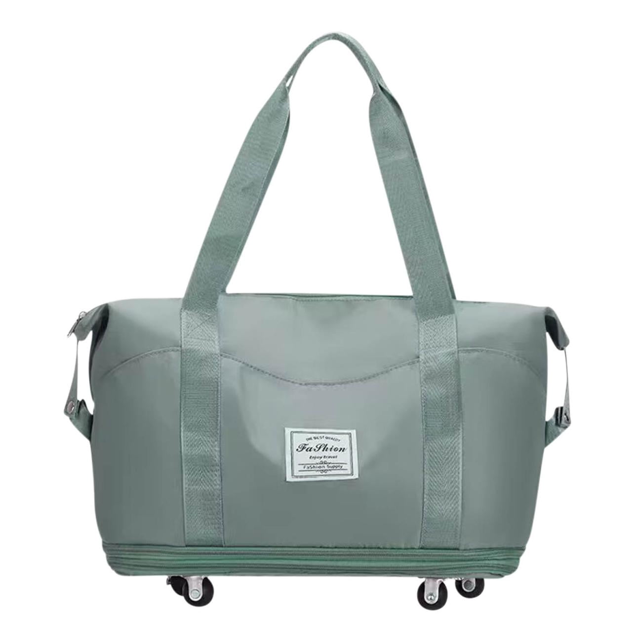Tuvgenk Foldable Rolling Travel Bag with Wheels Expandable Design Wet Dry Separation Gym Duffel Bag for Sports Vacation Outdoor