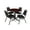 Mahogany, variant on Romig Pillar 42 in. Round X-Base Breakroom Table- Maple & 4 Restaurant Stack Chairs- Black