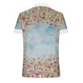 thumbnail image 5 of Hauts d'Été pour Femmes 2023 Mode Oversize Col en V Patchwork en Dentelle Manches Courtes Blouse Décontractée Chemises Col en V en Dentelle pour Femmes, 5 of 5