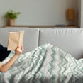 thumbnail image 3 of Aqua Soft Flannel Fleece Throw Blanket, Sketchy Blurry Abstract Zig Zag Chevron Shapes Retro Beige, Cozy Plush for Indoor and Outdoor Use, 60" x 80", Petrol Blue Turquoise, by Ambesonne, 3 of 5