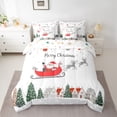 thumbnail image 3 of Homewish Merry Christmas 7 Pieces Bedding Comforter Set,Cartoon Santa Claus Full Bedding Set,Wild Xma Reindeer Fitted Sheet Flat Sheet For Girl,Luxury Bedroom Decor Reversible, 3 of 9
