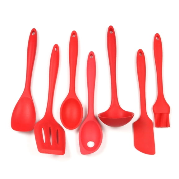 Chef Craft Premium Silicone Kitchen Tool and Utensil Set, 7 Piece Set, Red