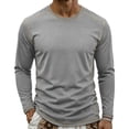 thumbnail image 2 of Men's Contrast Stitch T-Shirt Long Sleeve Crewneck Exposed Seam Top Relaxed Fit Casual Pullover for Daily Commute Outdoor Activities, 2 of 8