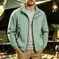 thumbnail image 2 of Men's Casual Solid Color Long Sleeve Jacket Stand Collar Outdoor Sporty Fashion Coat Breathable Travel Golf Hiking Fishing Tops Lightweight Modern Essential Gift for Him | JASKFLY,Gray XS, 2 of 9