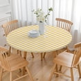 thumbnail image 3 of Yellow and White Checkerboard Pattern Round Fitted Tablecloth with Elastic Edge,Dining Table Cover Waterproof,Outdoor Round Tablecloth for Camping,Dining,Indoor and Outdoor, 3 of 7