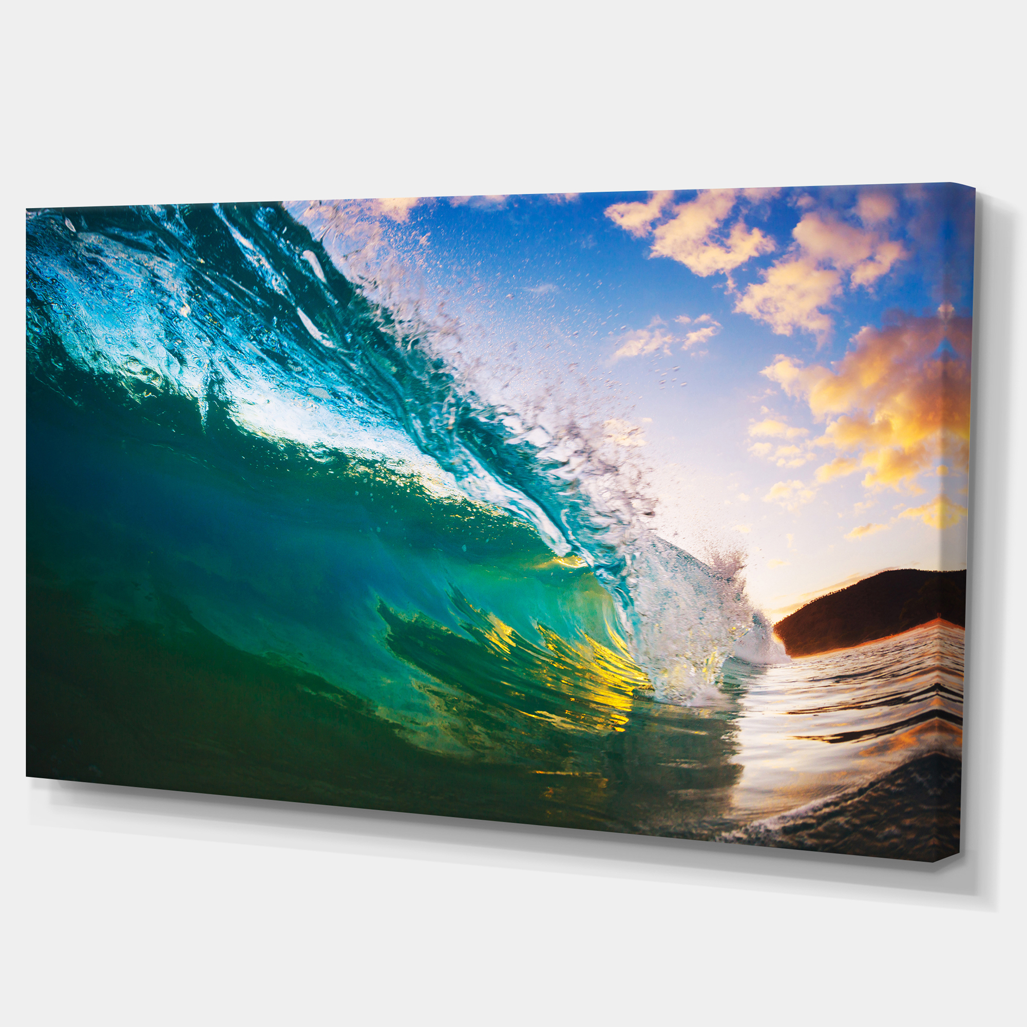 Designart 'Ocean Wave at Sunset ' Photography Canvas Art Print