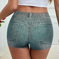 thumbnail image 6 of FRSASU High Waist Yoga Shorts for Women's Imitation Denim Printed Tummy Control Fitness Athletic Workout Running Shorts Green, 6 of 8