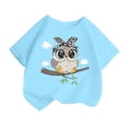 thumbnail image 1 of LUOGENLI T-Shirt pour Filles, T-Shirt Imprimé Mignon à Col Rond et Manches Courtes, Mode Décontractée d'Été, Ensemble 2 Pcs, Bleu Plage 6-8 Ans, 1 of 4