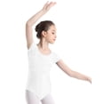 thumbnail image 2 of Kaerm Girls Short Sleeves Floral Lace Bowtie Back Ballet Dance Gymnastics Leotard Bodysuit Dancewear White 12-14, 2 of 8