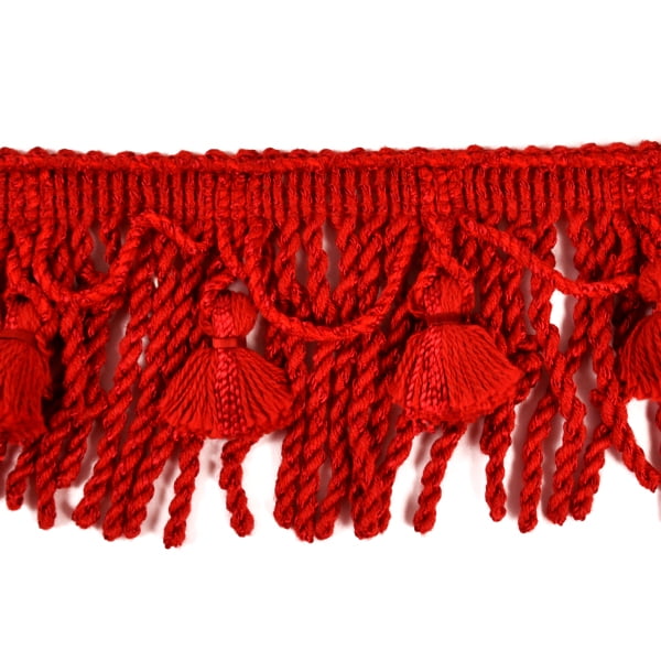 Vintage Red Cotton 1/" Pom Pom String Made by Conso 2 yards