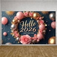 thumbnail image 6 of Gold 2026 Banner Pink Roses New Year Banner Gold Balloons Circular Frame Happy New Year Banner for New Year Party 2026 Celebration Holiday Party, 6 of 9