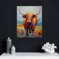 thumbnail image 5 of ARISTURING  Highland Cow Poster Wearing Sunglasses and Flowers Canvas Wall Art Animal Picture for Nursery Farmhouse Kitchen Room (oil painting), 5 of 5