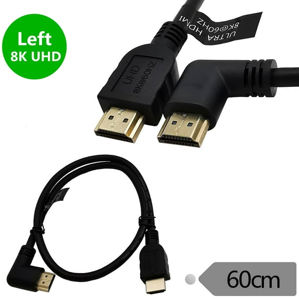 8K HDMI 2.1 Cable 6feet,8K HDMI 48gbps 90 Degree Left Angle HDMI Male