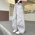 thumbnail image 3 of Weebloom Girl Wide Leg Pants Kids Barrel Pants Lightweight Summer Casual Trousers Grey 15-16 Years, 3 of 3