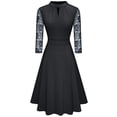 thumbnail image 2 of Vestido de cóctel de fiesta retro elegante con encaje calado y vuelo para mujer, 2 of 7