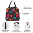 thumbnail image 7 of Black Colorful Floral Lunch Bag Thick Aluminum Foil Cooler Tote for Women Work Picnic Gift, 7 of 7