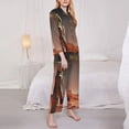 thumbnail image 3 of Fuzoiu Astronaut On Mars A Print Women's Long-Sleeved Pajama,Lounge Button Down Nightwear,Womens Notch Collar Pajama Set-, 3 of 7