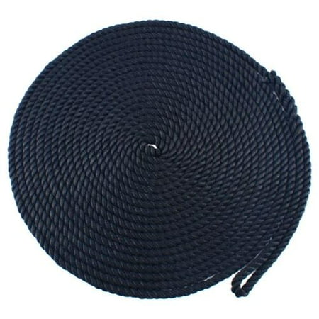 0.375 Inch 3 Strand - Black 3/8 inch 35 feet 3 Strand Twisted Nylon Rope Dockline Multipurpose Utility