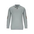 thumbnail image 3 of UVEASISHA Men's Shawl Collar Pullover Sweater Regular Fit Casual Button Mock Neck Knit Sweaters Knitted Soft Long Sleeve Winter Sweatshirt with Elbow Patches Gray XXL, 3 of 6