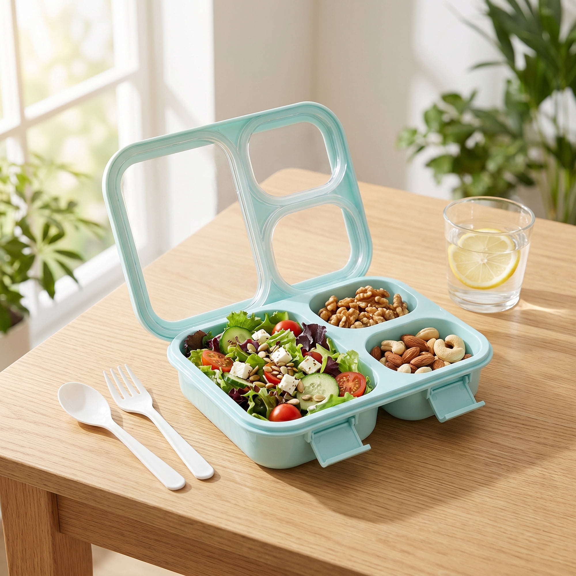 Unique Bargains Clear Lid Leak Resistant Meal Lunch Bento Box for Work Blue-1
