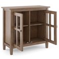 thumbnail image 2 of SIMPLIHOME Shaker Chaud en Bois Massif 32 Pouces de Large Armoire de Rangement Rustique Basse en Brun Vieilli Naturel Rustique, avec 2 Étagères Réglables, Porte en Verre Trempé, 2 of 5