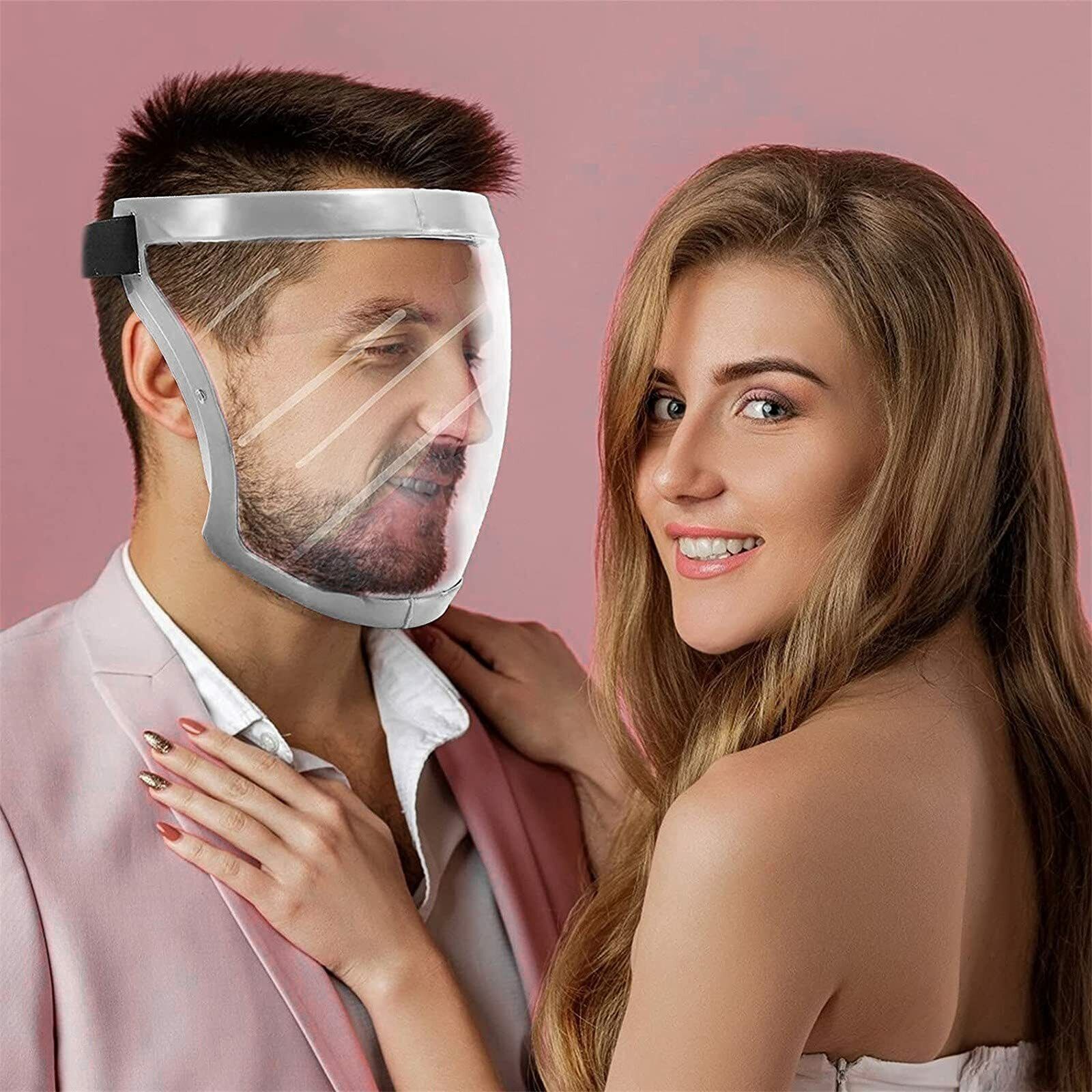 Unisex Adult Full Face Super Protective Mask – Anti-Fog Clear Shield, Black PVC, Washable & Reusable (USA Made)