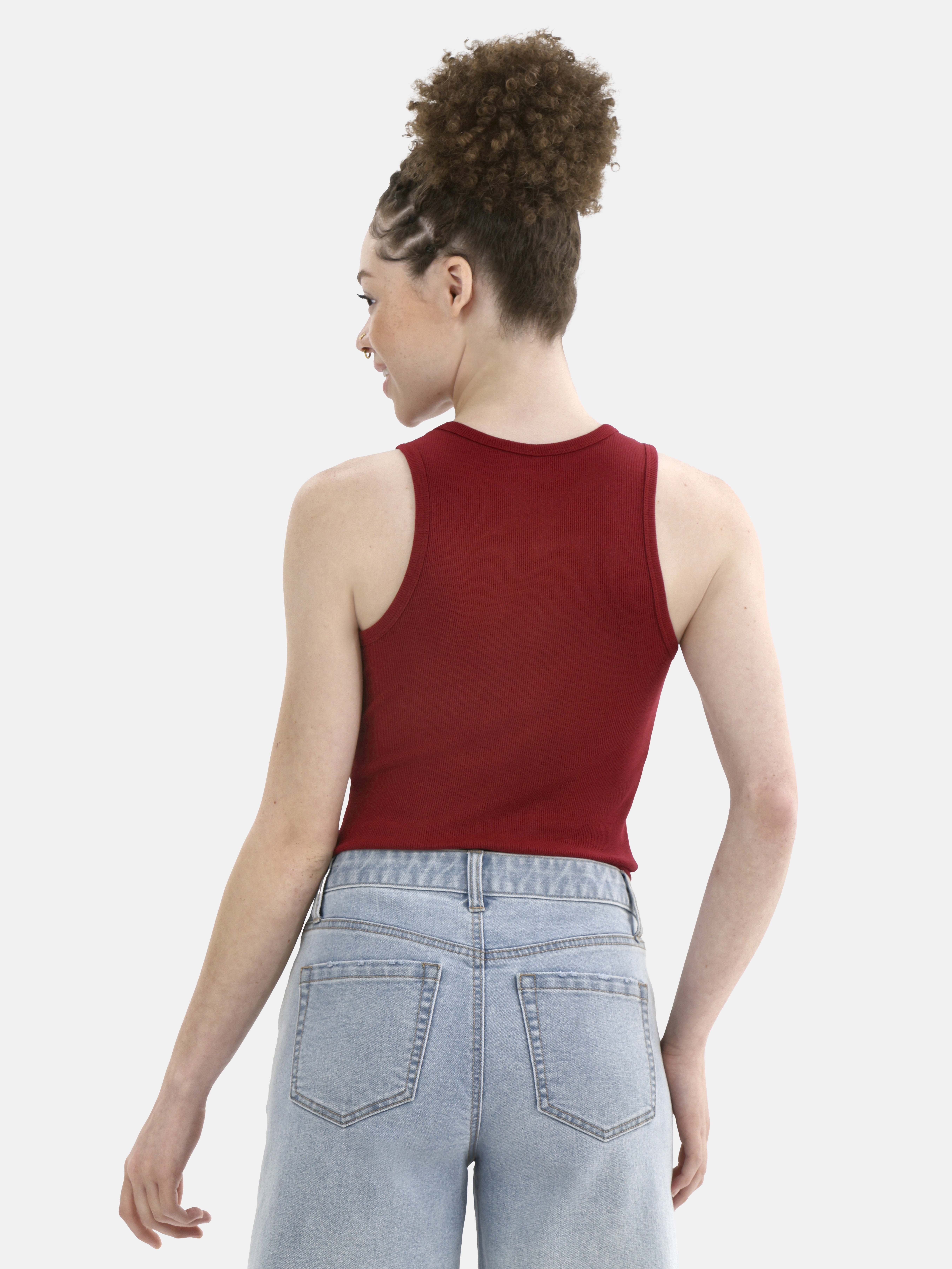 No Boundaries Ribbed High Neck Tank Top, Women's