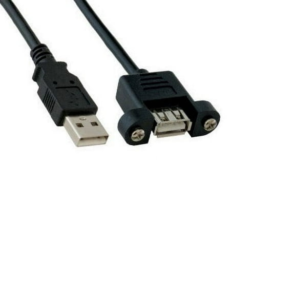 Kentek 3 Feet FT USB 2.0 Panel-Mount Extension Cable 28 AWG Type A Male to Female M/F High Speed Data Transfer Sync Charge Power Extender Cord for PC MAC Face Wall plate