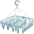 thumbnail image 1 of 1 tendedero para calcetines, tendedero para colgar ropa con 32 clips, tendedero de plástico portátil para calcetines, tendedero para calcetines con gancho a prueba de viento, para ONU, 1 of 5