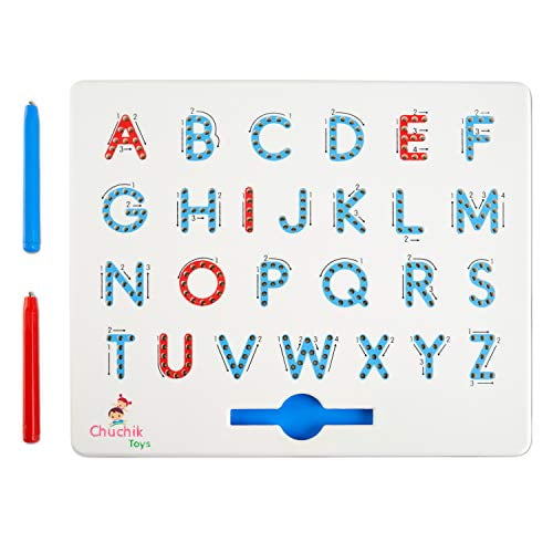 Chuchik Toys Magnapad Magnetic Drawing Board Interactive Alphabet Letter Tracing Board Game For Ages 3 5 Portable Kids Writing Board And 2 Pen Magnets For Educational Play And Alphabet Games Blue Walmart Com