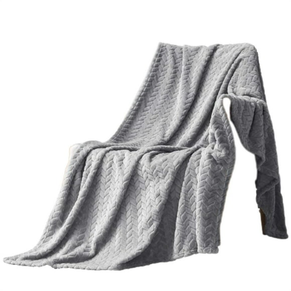 HJQEQVD Minky Blankets Large Flannel Throw Blanket Jacquard Weave Leaves Pattern Blanket for Office 127*178 cm