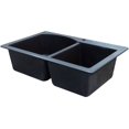 thumbnail image 2 of Transolid Aversa 33in x 22in silQ Granite Drop-in Double Bowl Kitchen Sink with 3 BDE Faucet Holes, In Black, 2 of 4