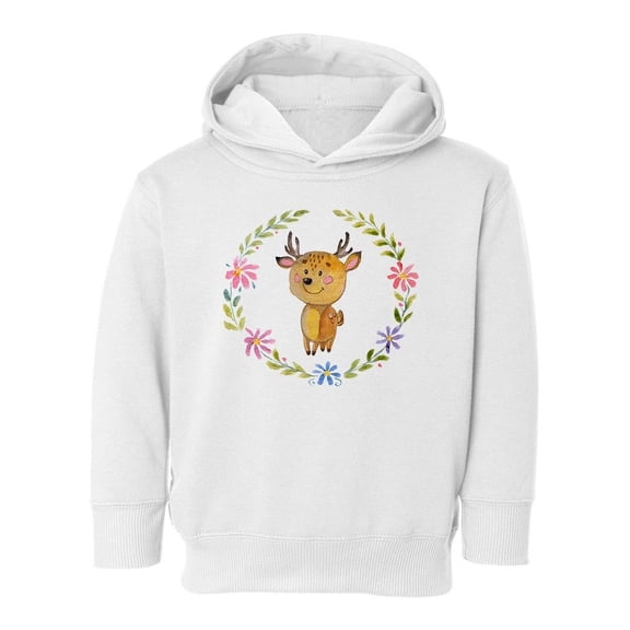 Baby Deer And Floral Wreath Hoodie Toddler -Image by Shutterstock, 4 Toddler