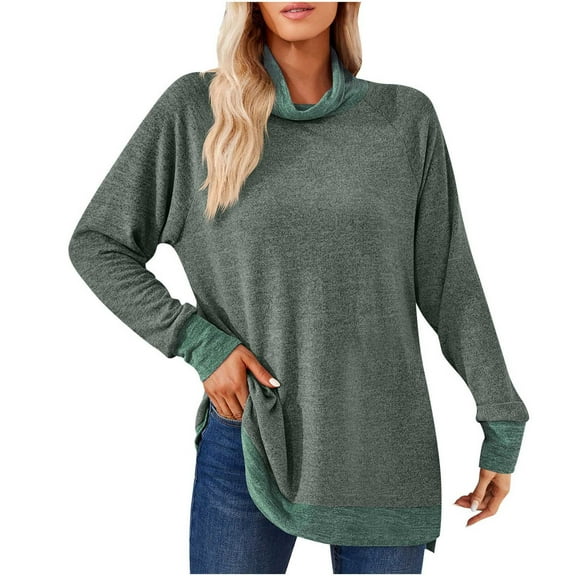 Erwazi Women's Long Sleeve Tops Casual Loose Pullover Round Neck Shirts Womens Tunic Top