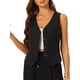 thumbnail image 1 of Chaleco sin mangas de botón y cuello en V para mujer INSPIRE CHIC, negro, talla XS, 1 of 6