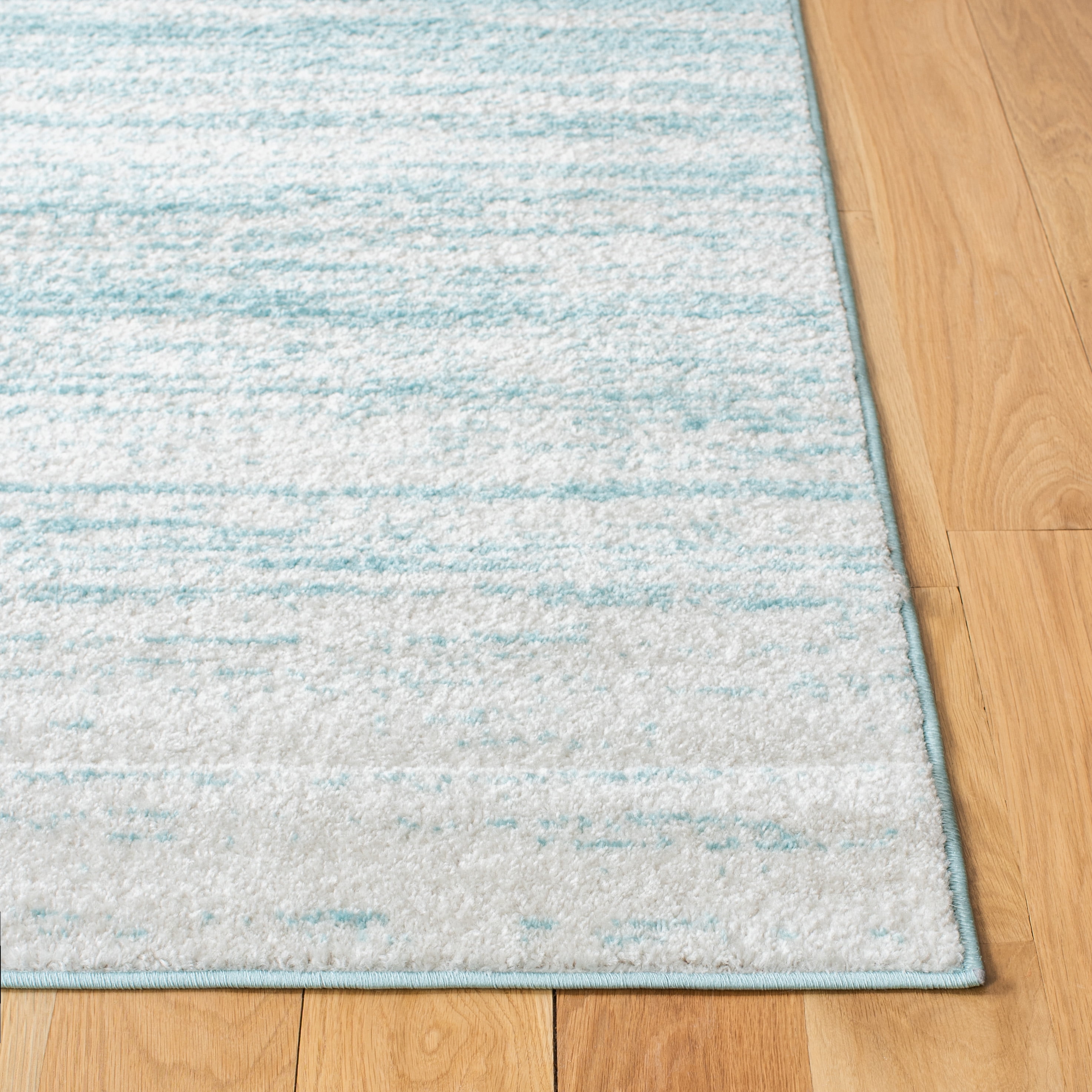 SAFAVIEH Adirondack Esmond Striped Area Rug, Aqua/Ivory, 9' x 12' - Large - Modern Design, Aqua & Ivory, Ideal for Living Room, Bedroom, Dining Space