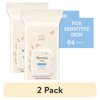 (2 pack) Aveeno Baby All Over Baby Wipes For Sensitive Skin with Oat and Aloe, Alcohol Free & Unscented, 64 Ct