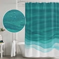 thumbnail image 4 of Polyester Fabric Ombre Turquoise Waves Shower Curtain, Abstract Art Gradient Modern Waterproof Bathtub Curtain Bathroom Decor Set with Hooks 36 x 78 Inches, 4 of 6