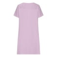 thumbnail image 5 of Ayolanni Dresses for Women 2025 Knee-Length Pink Cotton Linen Short Sleeve Solid Dresses Dresses for Girls M, 5 of 6