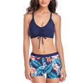 thumbnail image 4 of Wyzesi Geometric Patterns Swimwears Women's Bikini Drawstring High Waist Print Swimsuit Beachwear Set Navy M, 4 of 8