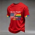 thumbnail image 2 of GrmtClth We the People Means Everyone Shirts for Men Pried Rainbow Flag Pattern Top Equality Short Sleeves Tee Fashion Crew Neck Clothes Red 3XL, 2 of 4