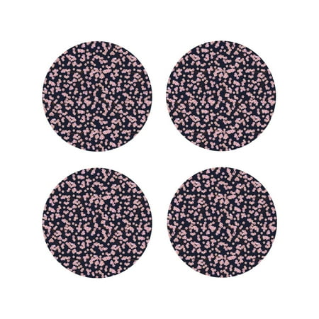 

Fuzoiu Flower Print Leather Coasters Set Drink Coasters Set of 4 for Tabletop Protection Durable PVC Coasters Home Décor and Housewarming Gift-Round Shape