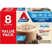 Atkins Gluten Free Protein-Rich Shake, Dark Chocolate Royale, Keto Friendly, 8 Count (Ready to Drink)