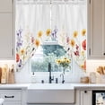 thumbnail image 4 of Pastoral Flowers Swag Curtain Valance for Windows, Colorful Watercolor Plants Leaves Window Treatments Short Swag Topper for Kitchen Windows Bathroom Bedroom, 36"x36", 4 of 8