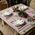 thumbnail image 4 of mubwai Christmas Placemats 12x18 Inch Set of 4, Xmas Trees Snowflakes Winter Seasonal Holiday Farmhouse Kitchen Dining Table Decoration for Indoor Outdoor Dinner Party Décor (Pink) GP128-18, 4 of 7