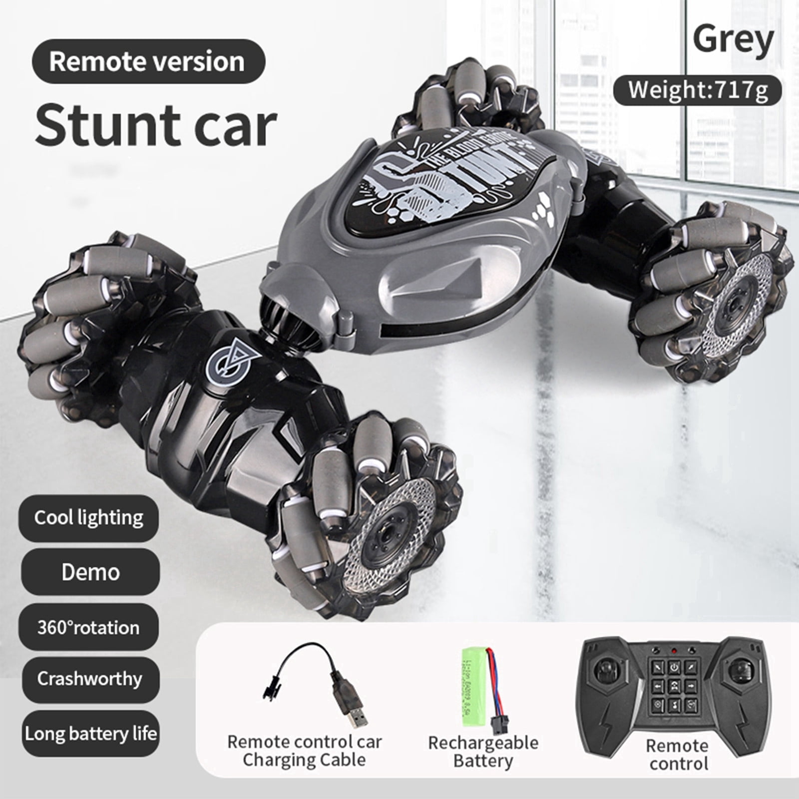 Twfbrm 1:14 RC Cars - 2.4GHz Remote Control Car with Lights for Boys 4-7 Year Old Boys Girls ,4WD All-Terrain Transform Off Road for Rotating,Stocking Stuffers for Kids,9.5 x5.9x3.7in